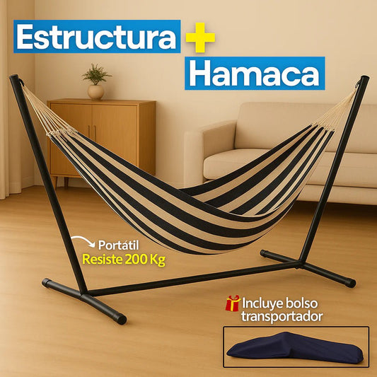 ¡En Tendencia! Hamaca con Soporte (incluye Bolso) - Soporta 200 kilos - TodoBacano